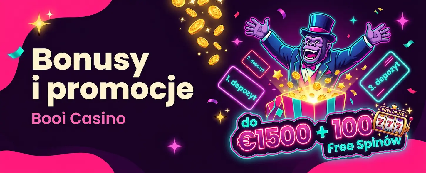 Booi Casino bonus powitalny – pakiet do €1500 i 100 darmowych spinów rozłożony na trzy depozyty.